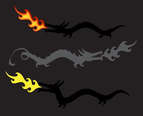 Dragones escupiendo fuego — Archivo Imágenes Vectoriales