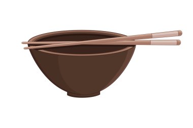 Çorba kasesi ile Chopsticks vektör