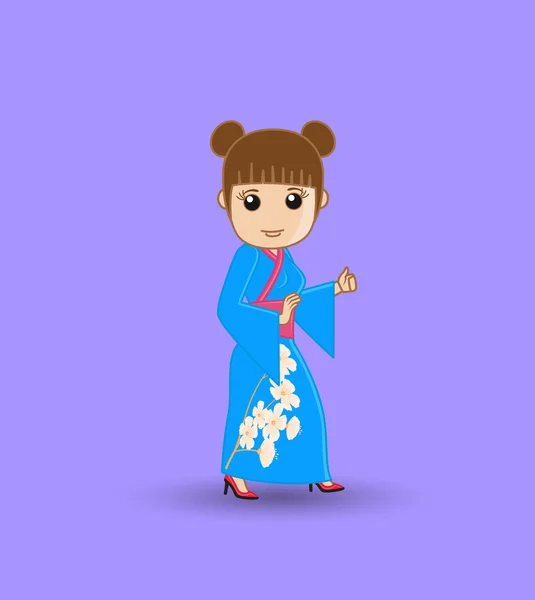Dansande flicka - Geisha — Stock vektor