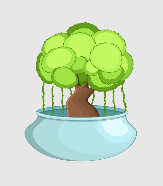 Bonsai Tree in Pot Vector — Stock Vector