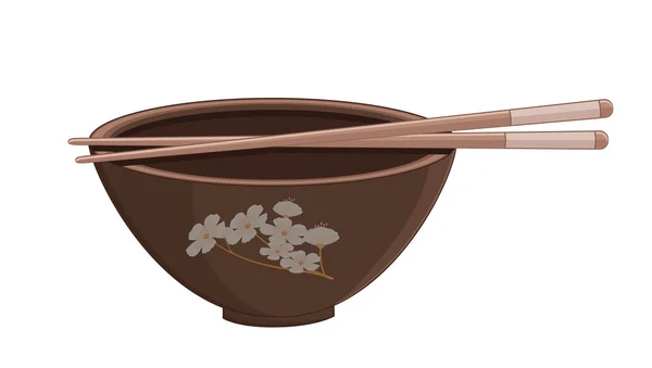 Ιαπωνικά ρύζι μπολ με Chopsticks διάνυσμα — Διανυσματικό Αρχείο