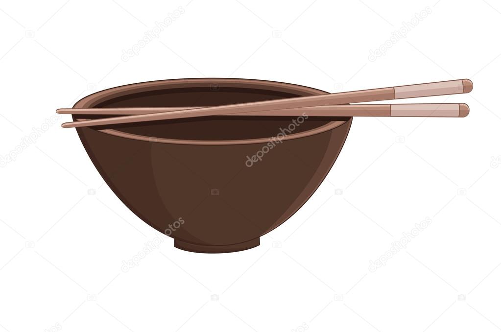 Soup Bowl with Chopsticks Vector