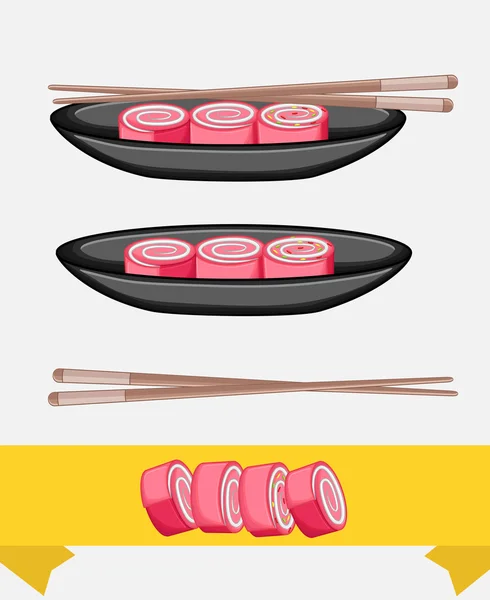 Bol à nourriture Sushi avec baguettes — Image vectorielle