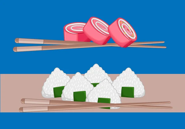 Sushi a rýže dort potraviny vektor — Stockový vektor