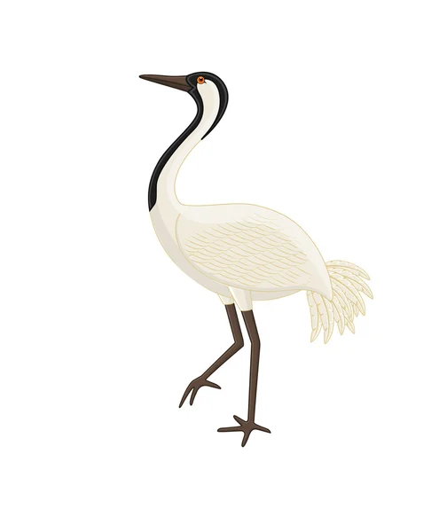 Japonês Grateful Crane Bird Vector — Vetor de Stock