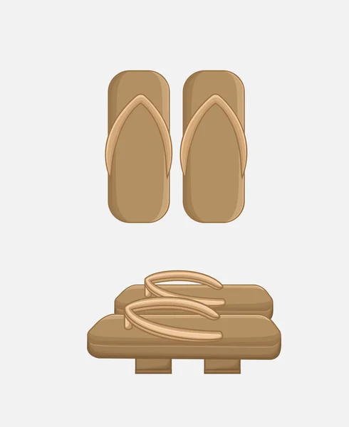 Traditionele houten sandalen Vector — Stockvector