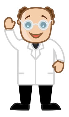 yaşlı kel Profesör - vektör karakter karikatür çizim