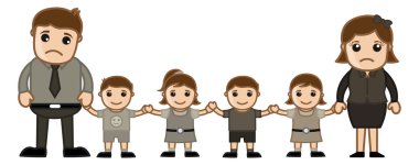 üzgün aile - vektör karakter karikatür çizim