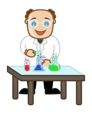 Profesör deneme - vektör karakter karikatür çizim