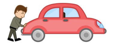 bir araba vektör - vektör karakter karikatür çizim pushin