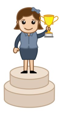 kazanan cup vektör tutan kız