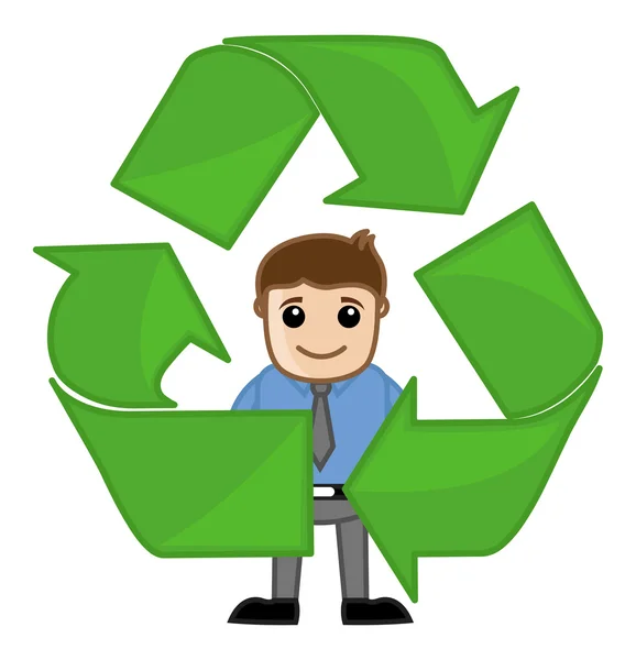 Recycle-Prozess - Vektorcharakter-Illustration — Stockvektor