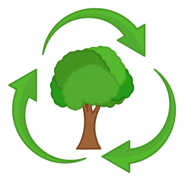 Reciclagem - Vida em Árvore - Ilustração de caráter vetorial — Vetor de Stock