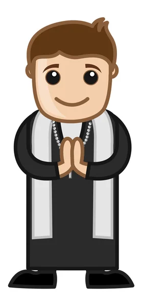 Priest - Ilustrasi Kartun Karakter Vektor - Stok Vektor