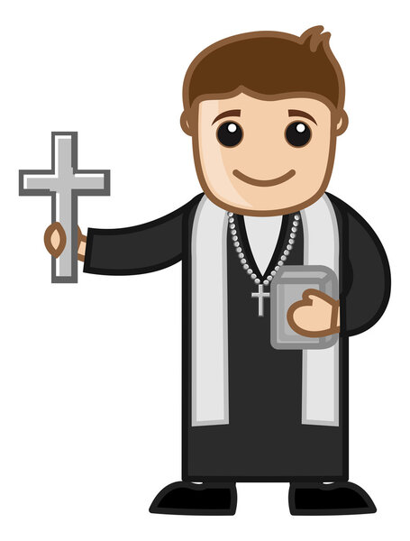 Priest - Vector Character Cartoon Illustration