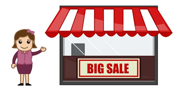 Big Sale Shop - Vector Character Cartoon Illustration — Stock Vector