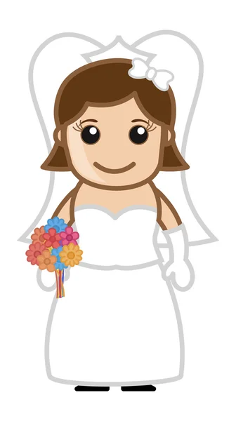 Cute Bride - Vector Character Cartoon Illustration — Stock Vector