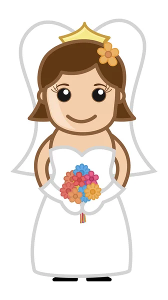 Menyasszony mosolyogva - vektor karakter cartoon illusztráció — Stock Vector