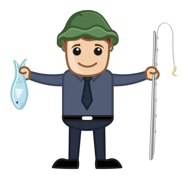 Fisherman - Vector Character Cartoon Illustration — Stock Vector