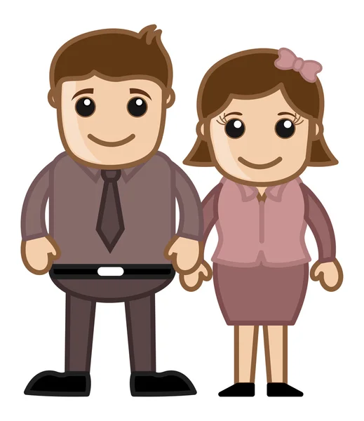 Husband Wife Standing Together - Vector Character Illustration — Stock Vector