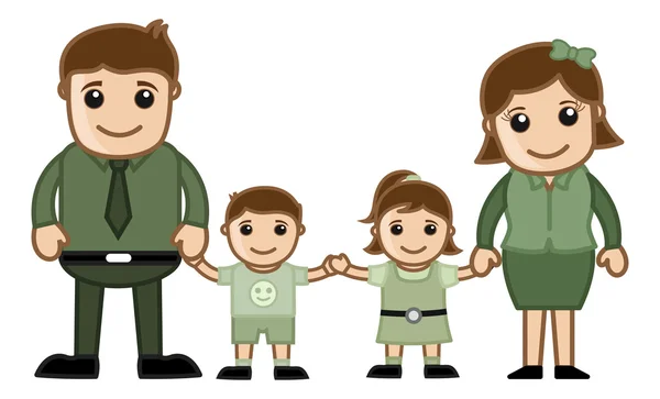 Happy Family - Vector Character Cartoon Illustration - Stok Vektor