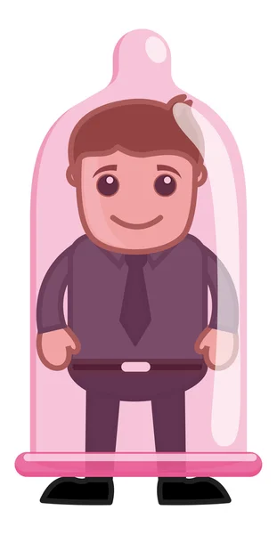 STD Protection Concept - Condom - Vector Character Cartoon Illustration — Stock Vector