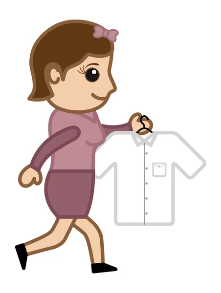 Going to Iron a Shirt - Vector Character Cartoon Illustration — Stock Vector