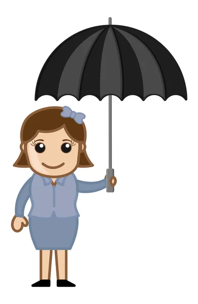 Cartoon Vector Character - Girl with Umbrella — Stock Vector