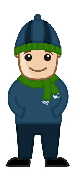 Cartoon vector jongen in winter doeken — Stockvector