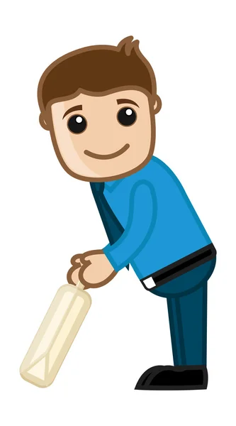 Caractère vectoriel de bande dessinée - Joueur de cricket — Image vectorielle