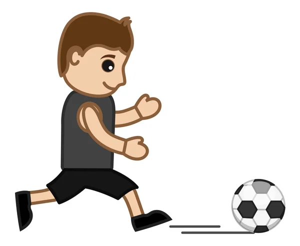 Cartoon-Vektor-Figur - Mann spielt Fußball — Stockvektor