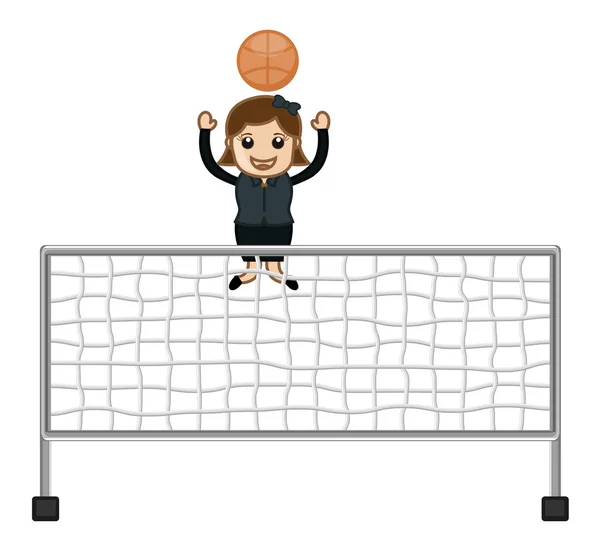 Cartoon Girl Playing Throwball — Stock Vector