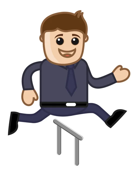 Karikatür vektör karakter - karikatür adam atlama yarışı — Stok Vektör