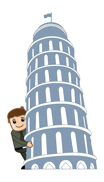 Cartoon vector - italien reisen - schiefer turm von pisa — Stockvektor