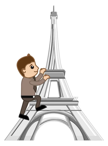 Vector de dibujos animados - Viajar París - Torre Eiffel — Vector de stock