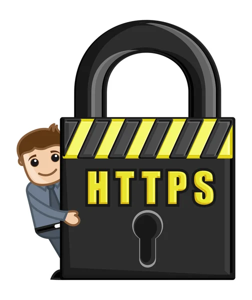 Ícone HTTPS - Vetor de desenhos animados — Vetor de Stock