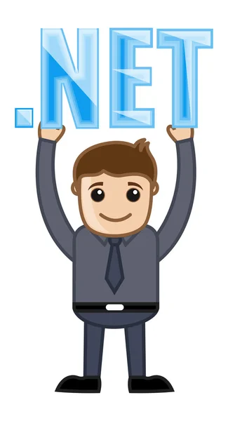 Dot net domein naam tekst concept - cartoon vector — Stockvector