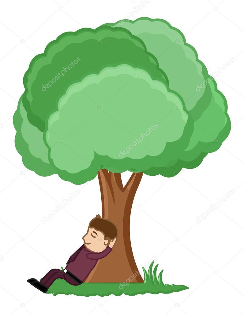 Man Taking Rest Under a Tree - Cartoon Vector Illusatrtion Stock Vector  Image by ©baavli #54176305