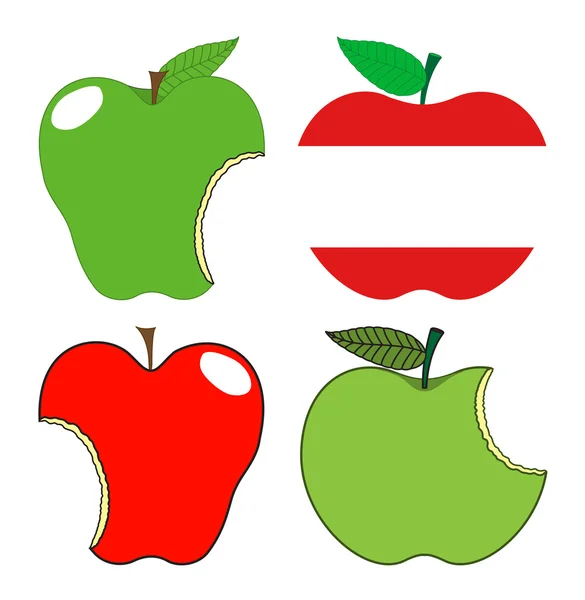 Conjunto de manzanas comido Vector — Archivo Imágenes Vectoriales