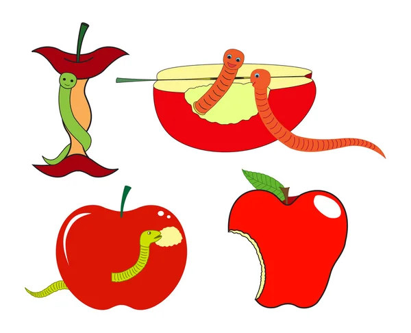 Solucan elma vektör yemek — Stok Vektör