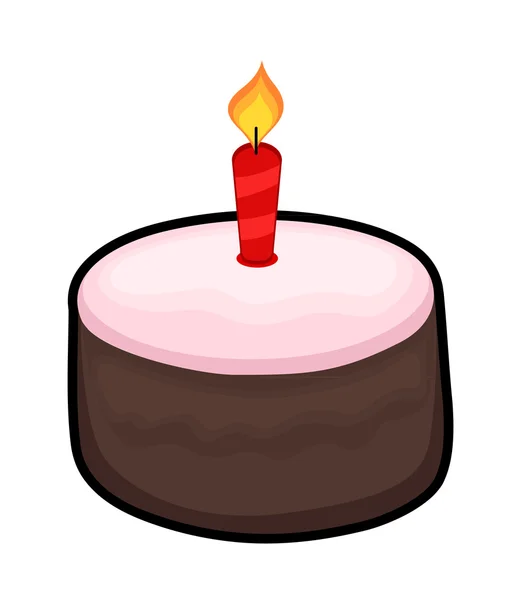 Cake with Burning Candle — Stock Vector