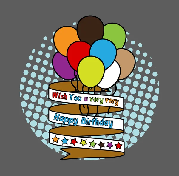 Χρόνια πολλά μπαλόνια με κορδέλα Banner — Διανυσματικό Αρχείο