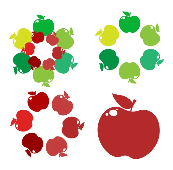 Círculos y marco de manzanas — Vector de stock