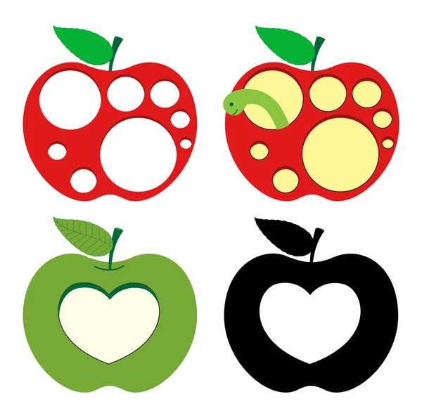 Herz und Kreise Muster Äpfel — Stockvektor