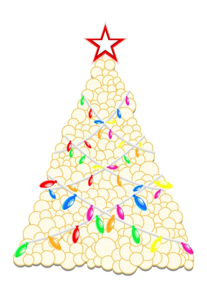 Burbujas árbol de Navidad con luces decorativas — Vector de stock