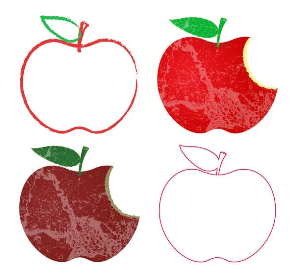 Grunge e desenhos de maçãs vintage — Vetor de Stock