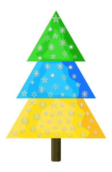 Snowflakes Colorful Christmas Tree — Stock Vector