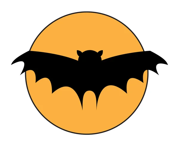 Flying Bat in Moon Light — Stock Vector