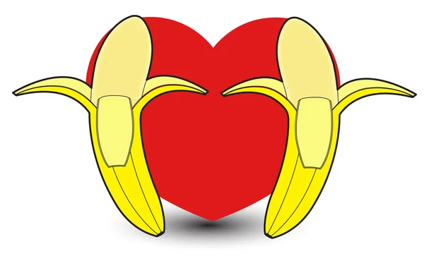 Heart Bananas Vector — Stock Vector