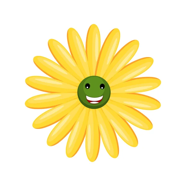 Amarillo feliz flor sonriente — Archivo Imágenes Vectoriales